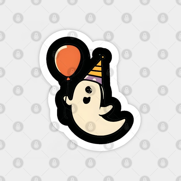 Funny ghost holding ballon retro Sticker by Aldrvnd